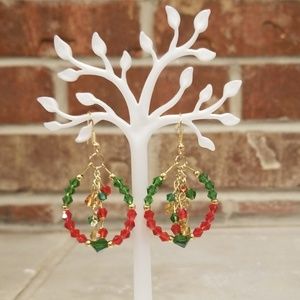 Crystal Evergreen and Apple colored earrings